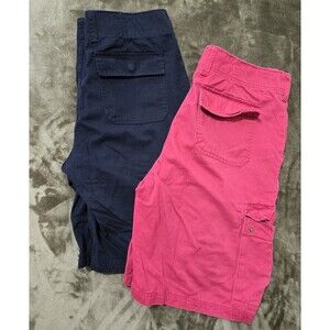 Men's American Rag Cargo Shorts 11" Long Snap Pockets Black Red 2 Pairs Size 32